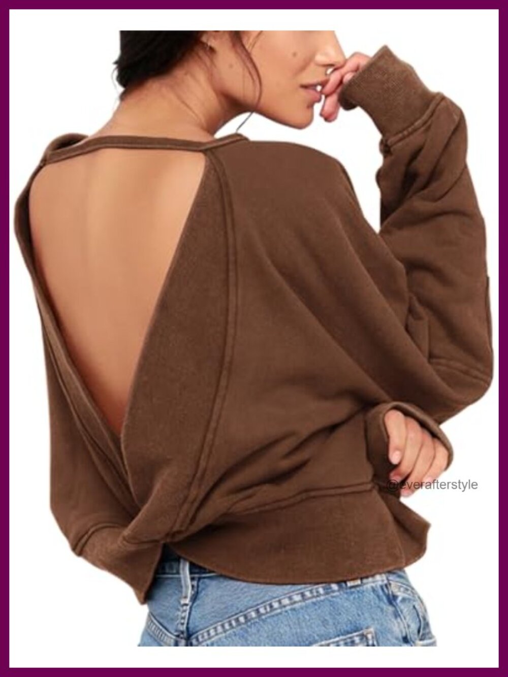 Women's Open Back Workout Top Crop Backless Long Sleeve Athletic Shirt